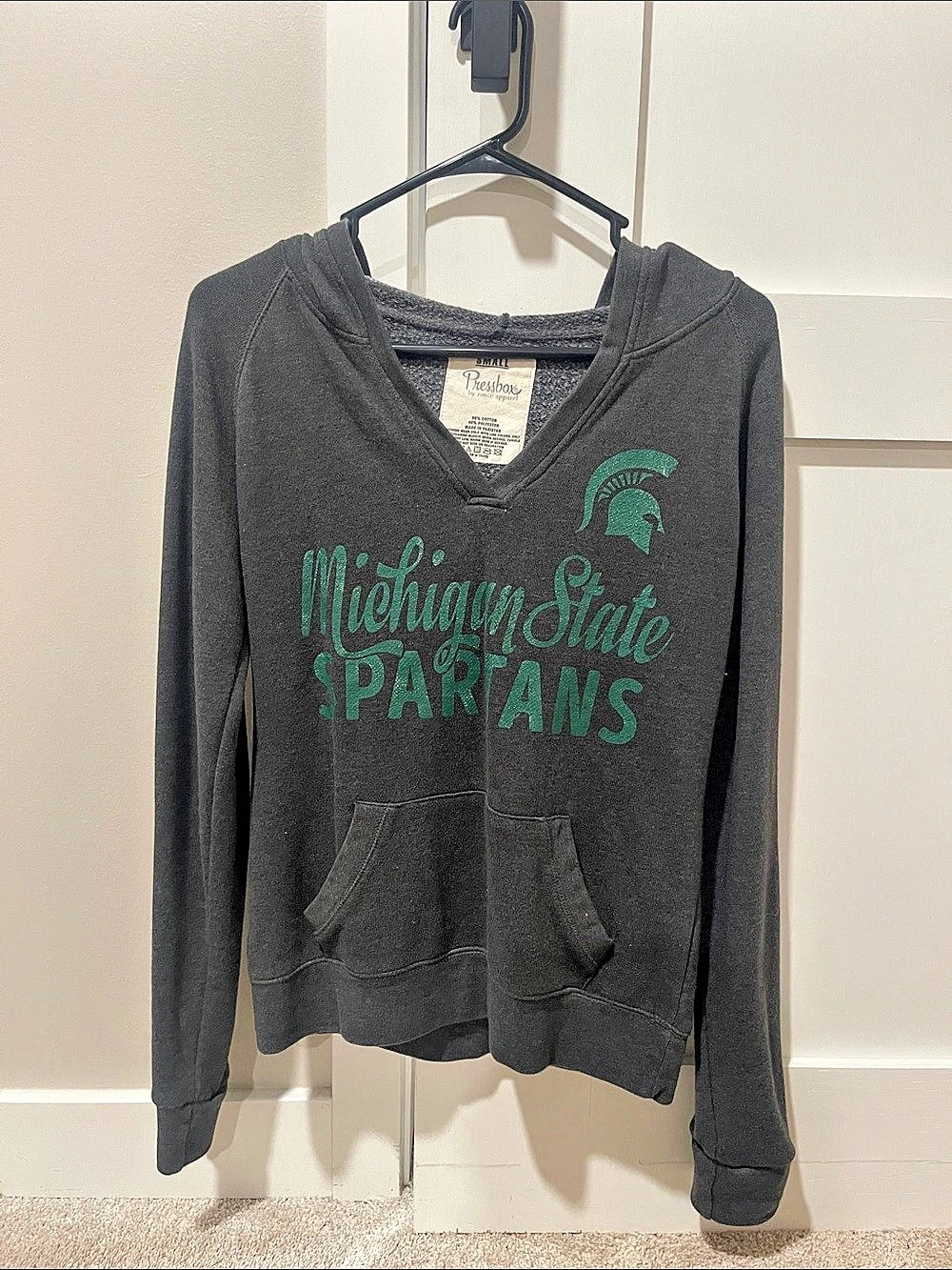 Pressbox Michigan State Spartans V-Neck Poncho Sweatshirt Gray